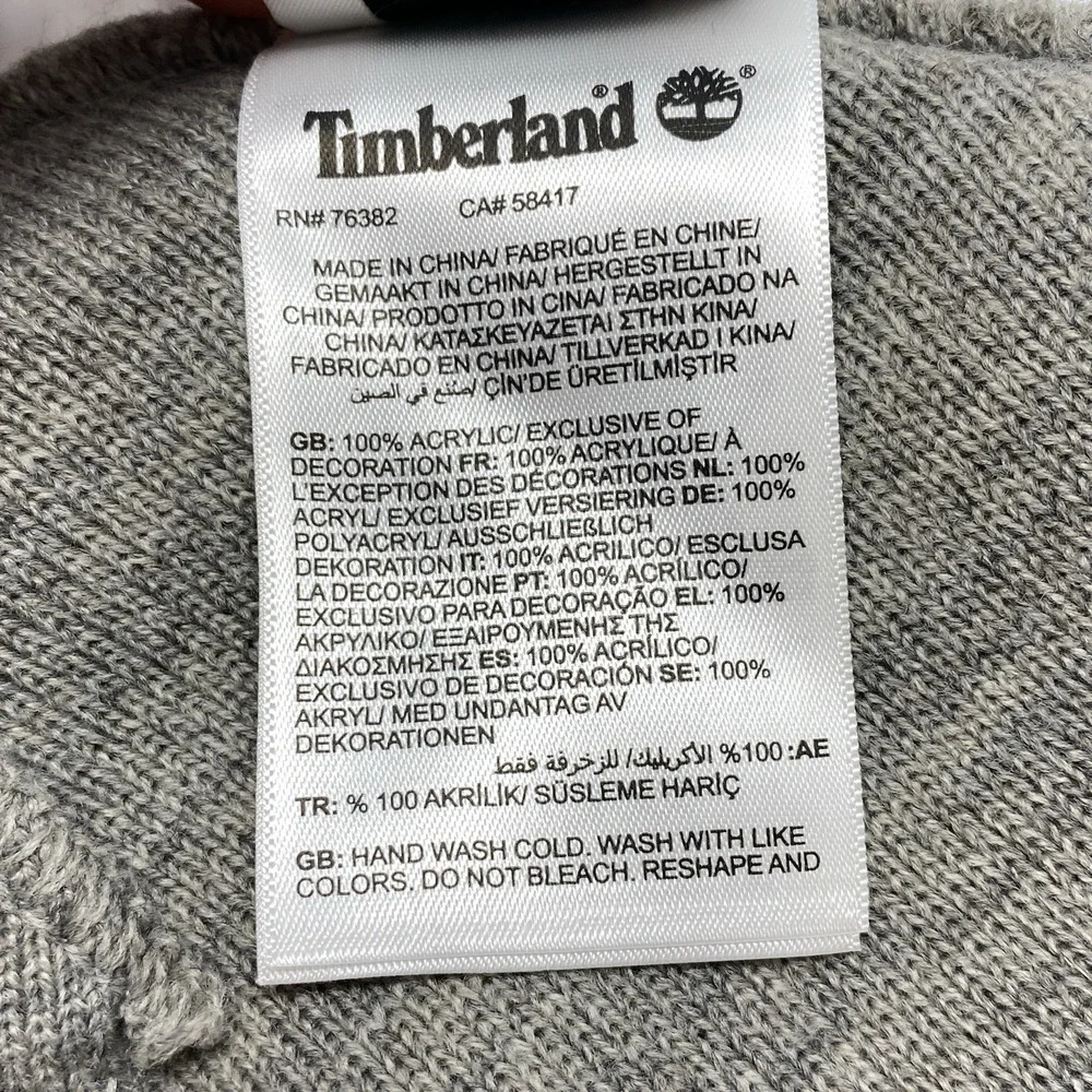 New Timberland Gray‎ Cuffed Knit Beanie Ski Snowboard Hat Outdoor Hiking Cap NWT